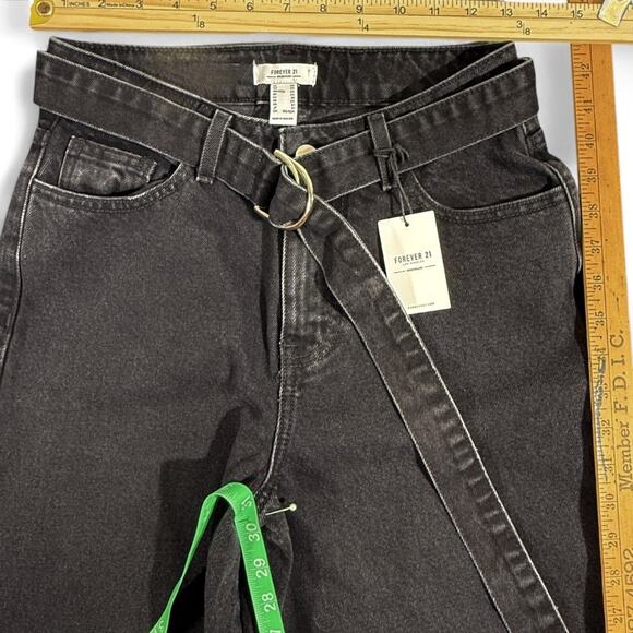 Forever 21 Premium Denim Baggy Wideβ Leg Black Cargo Jeans 24 Grunge Goth egirl - Picture 8 of 9